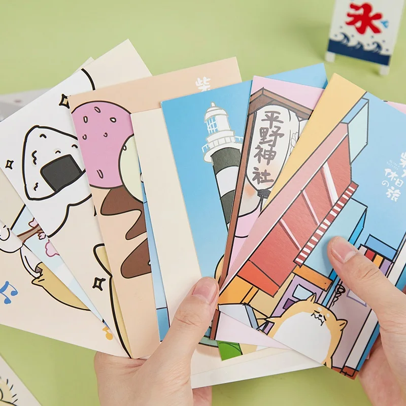 30 Pcs/Set Akita's Holiday Travel Paper Postcard DIY Cartoon Greeting Cards Message Card New Year Gift