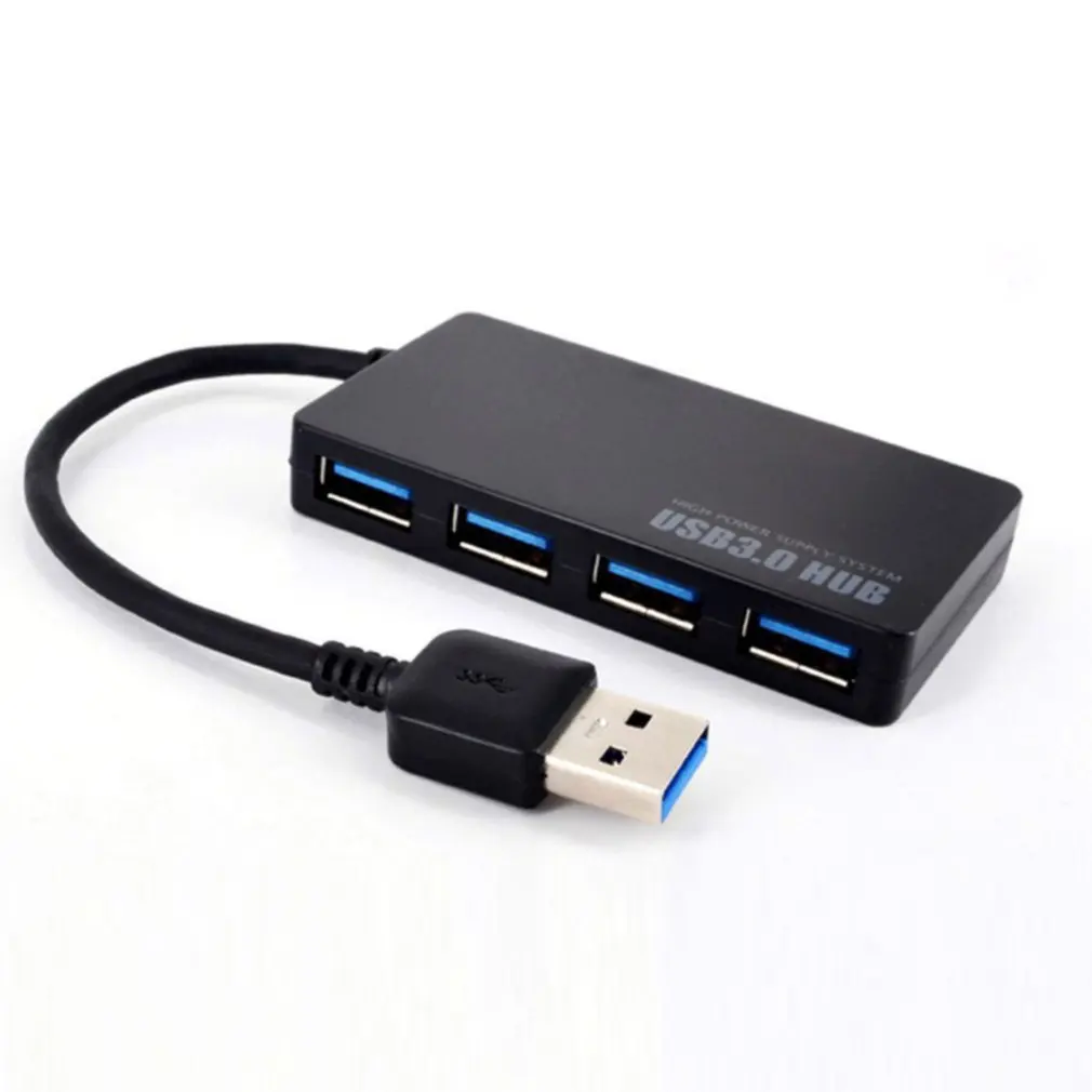 Luz indicadora de alta velocidad ultradelgada de 4 puertos USB 3,0 HUB, color negro, para ordenador portátil, multidispositivo