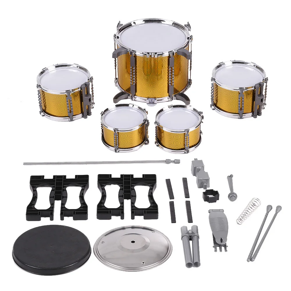 

Compact Size Drum Set Children Kids Musical Instrument Toy 5 Drums with Small Cymbal Stool Drum Sticks for Boys Girls