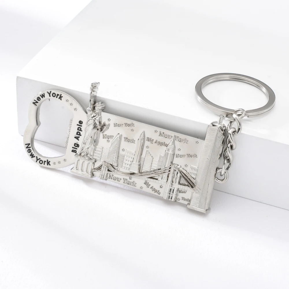 

Vicney Silver United States Opener Key Chain Statue of Liberty Key Ring Trade Building Keyring Golden Gate Bridge Keychain Key