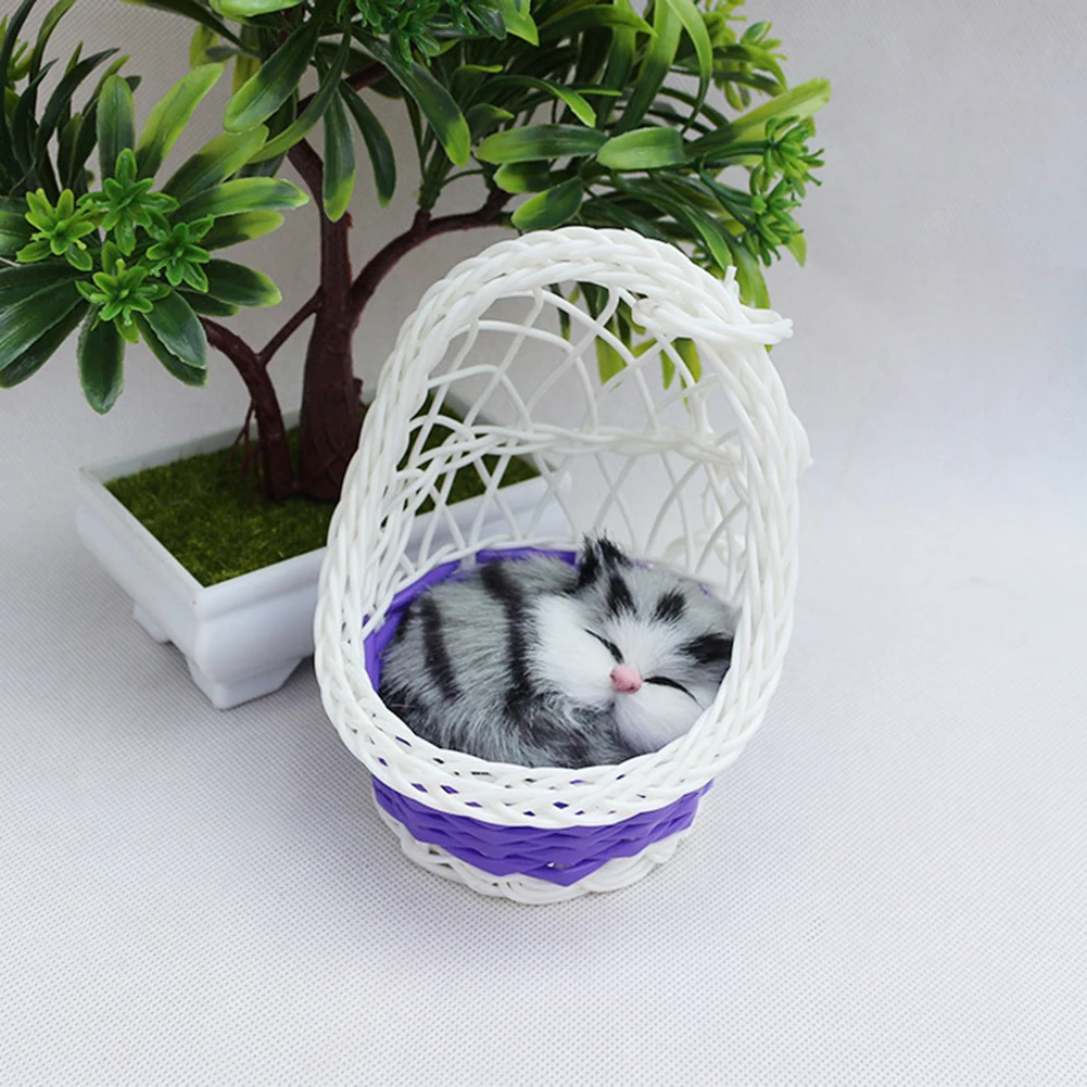 Моделирование милые кошки котенок плюшевая кукла игрушка со звуком подвесная корзина настоящая жизнь Животные Кошки спящие игрушки для детей детский подарок