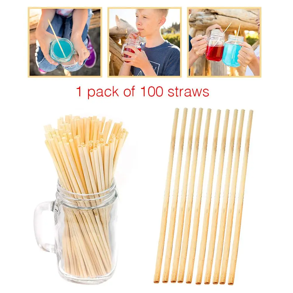 

100PCS / Pack High Grade Yellow Wheat Straw Environmentally Friendly Straw 20CM Biodegradable Reusable Drinking Straw Bar Party