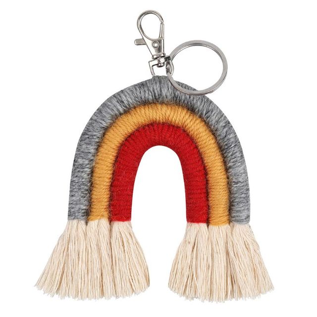 Rainbow Keychains for Women Tassel Macrame Keyrings Key Holder Jewelry P31B
