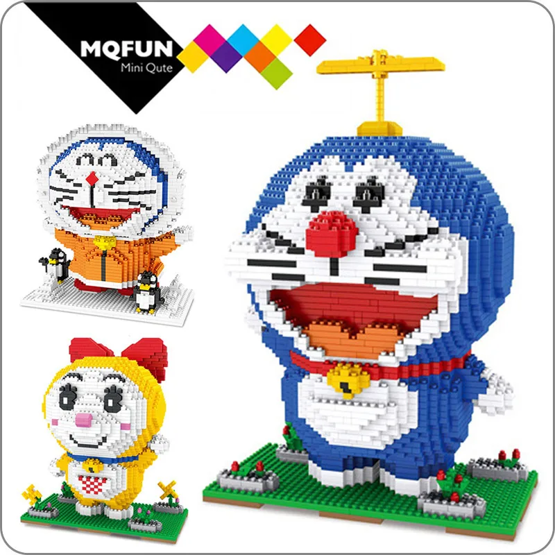 

ZMS Anime Cartoon Doraemon Winter Snow Blue Cat Dorami Yellow Girl Pet Animal 3D Model DIY Diamond Mini Building Blocks Toy
