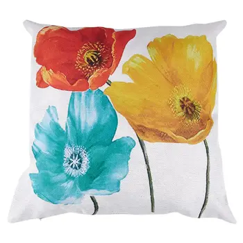 

flax Square Decorative Throw Pillow Case Cushion Cover Enchanting Beautiful Tricolor Red Yellow Blue py Flowers Gift Annivers