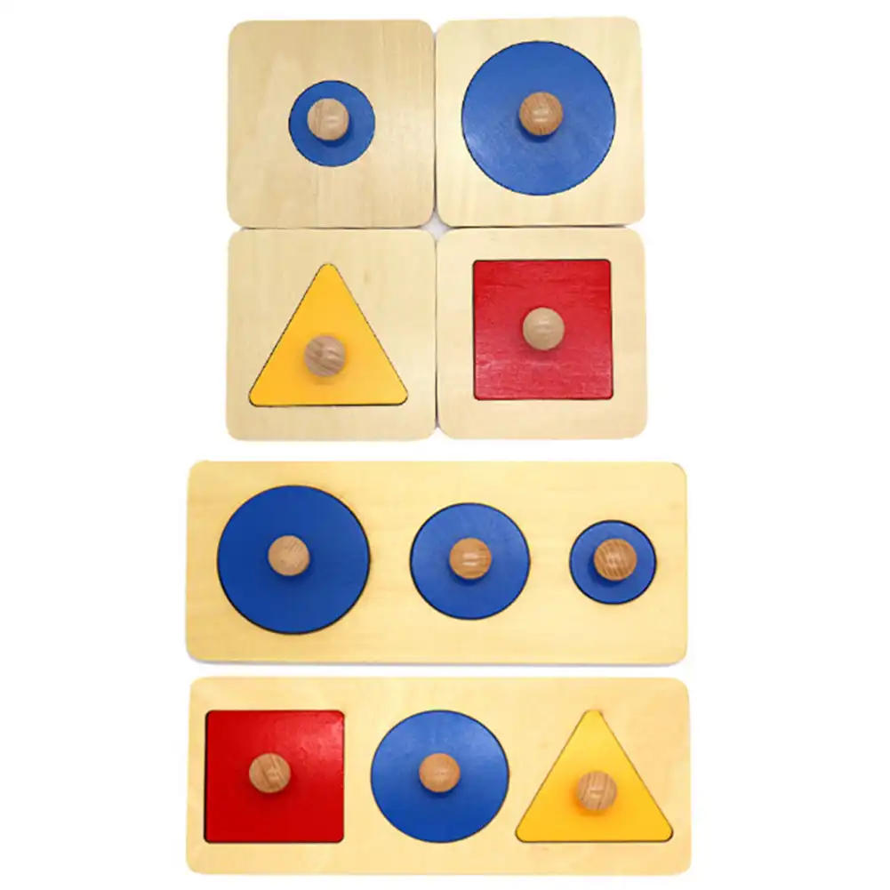 TOYANDONA 4 Pezzi Puzzle Geometrico Bordo Montessori Puzzle a Forma Multipla Manopola Puzzle in Legno Materiale Didattico Prescolare Giocattolo Giocattolo Educativo