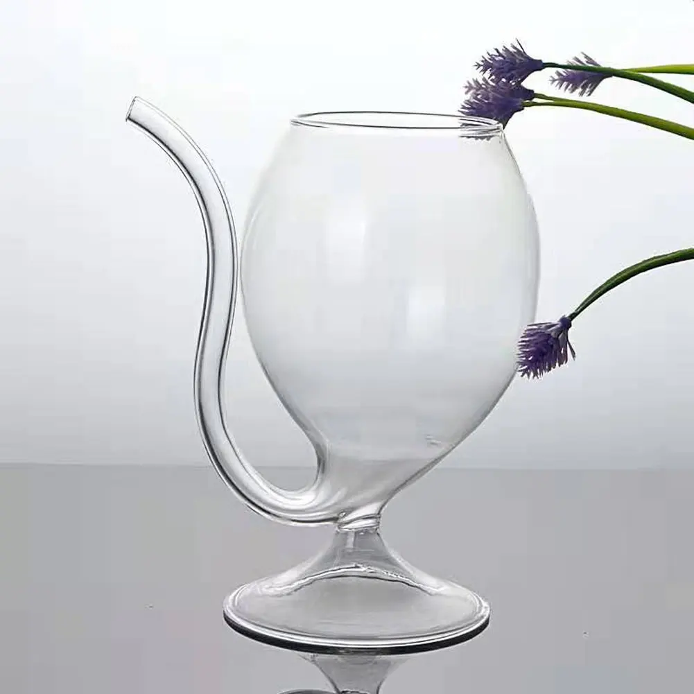 Прозрачный бокал для вина с трубой для питья соломы, термостойкий стакан для сока, виски, сока, молока, чая, вина, чашка