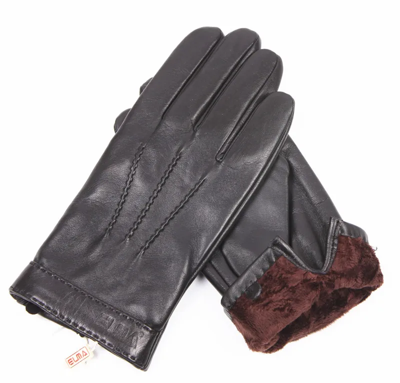 Мужские перчатки из натуральной кожи осень-зима плюс бархатные теплые овчины полная ладонь сенсорные перчатки для вождения мужские EM021NC2