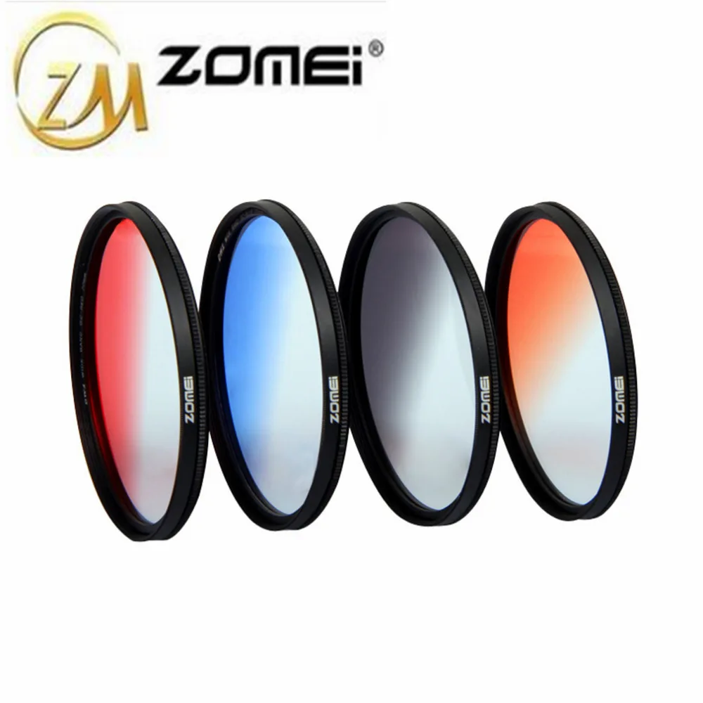 Zomei 52/55/58/62/67/72/77/82mm Graduated Color Filter Gradient Red Orange Blue GND Lens for Canon Nikon Sony Camera | Электроника