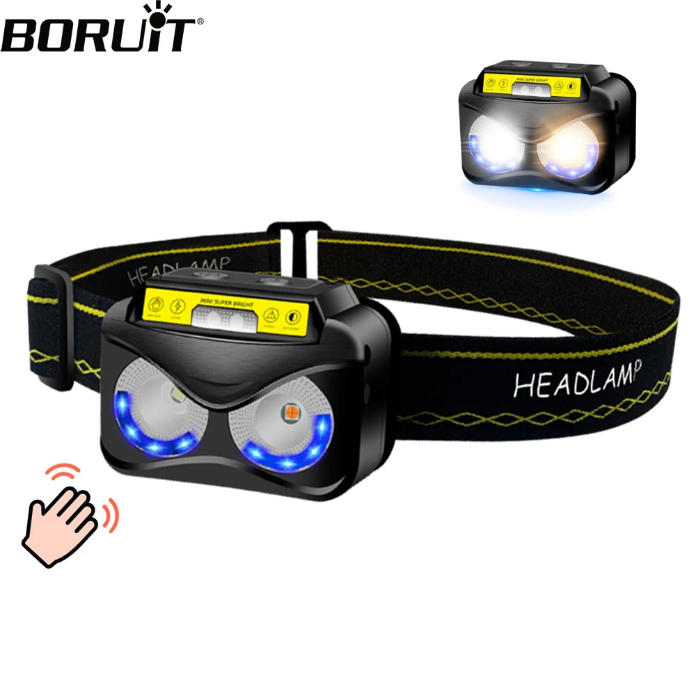 BORUiT K190 XPG COB желтый светильник светодиодный налобный фонарь датчик движения тела 6