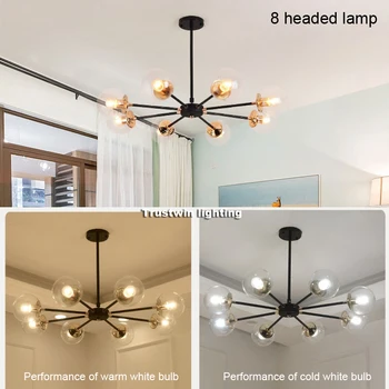

Modern global glass ball chandelier light lamp retro vintage ceiling America Europe simple modern branch chandelier light lamp