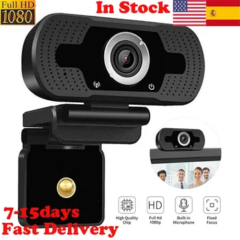 

Spain US Fast Shipping Mini Webcam HD 1080P Laptops Desktops Webcam PC Camera With Microphone For Remote Conference Video Chat