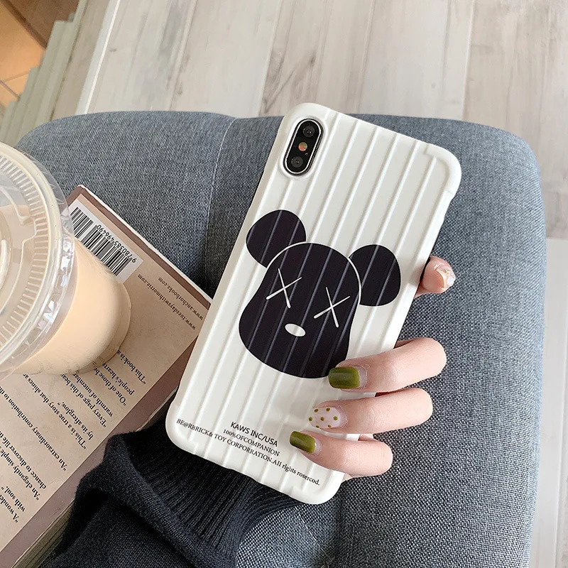 

For IPhone6s 7 8 Plus Curved Surface Bear Mobile Phone Protective Case Cute XX Eyes Bear for IPhone Xs XR Max Mobile Phone Shell