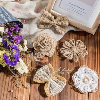 

28 PCS Natural Burlap Flowers Including Vintage Burlap Rose Flowers, Jute Twine Burlap Flowers, Burlap Flowers, Burlap Bowknot,