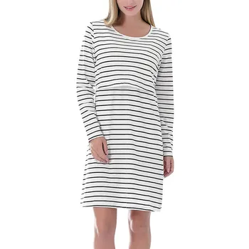 

Maternity Dresses Pregnancy Dess Solid Stripe Patchwork Long Sleeve Breastfeeding Nursing Dress одежда для беременных Z4