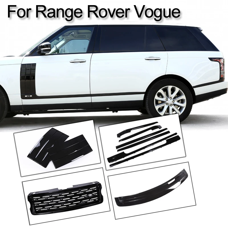 US $66.49 Car Body Front Grille Side Fender Trunk Door Trim Strip Black ABS For Land Rover Range Rover Vogue L405 20132019 External Parts