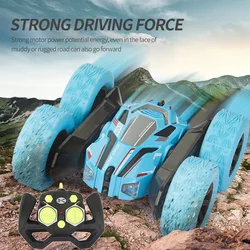 Voiture de cascadeur télécommandée, Double face tournant sur 360 degrés, Anti chute, pour garçons et filles, musique légère 