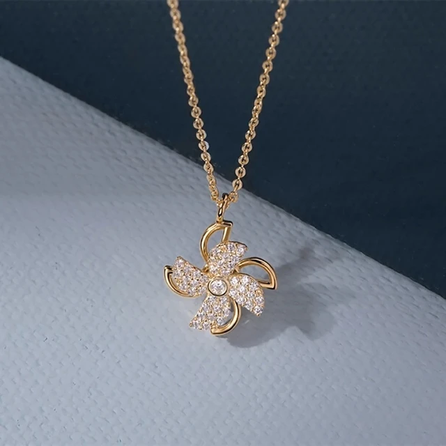 New Arrival Rotatable Windmill Pendant Necklace AAA Cubic Zirconia Pave Gold Silver Color Crystal Necklace Jewelry Women Men Style 31