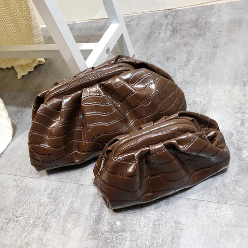 Сумка с облаками, кожаная сумка на плечо, ручная сумка, плиссированная сумка с клецками, сумки через плечо для женщин - Цвет: Coffee-Medium