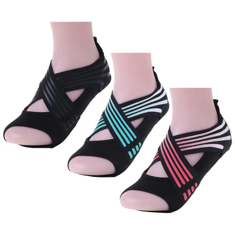 

1Pair Yoga Socks Professional Non Slip Elastic Indoor Exercise Soft Beginner Women Crosses Belt Pilates Sports Dance Fitness