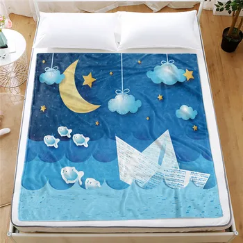 

Children Cartoon 3D Print Skin-Friendly Thick Velvet Coral Fleece Portable Travel Soft Warm Flannel Blanket for Bed Sofa Office