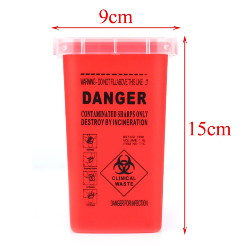 1L Capacity Sharps Container Medical Needles Bin Tattoo Piercing Needles Disposal Collect Box Tattoo Artist Waste Box