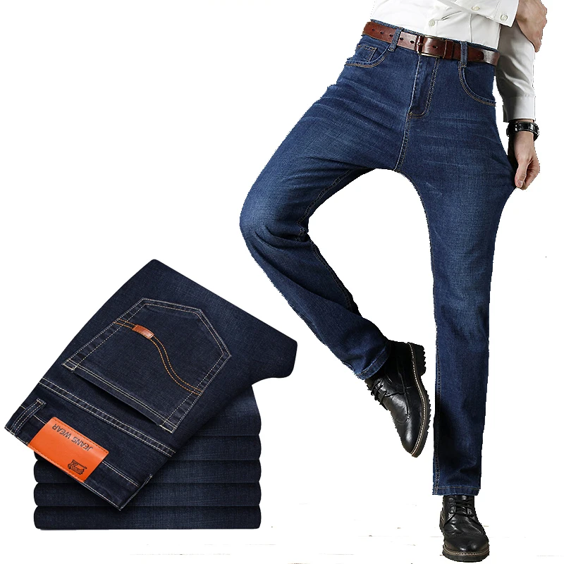 2020 Spring Autumn Jeans Men Stretch Denim Slim Jean Man Black Blue Business Mens Jeans Brand Soft Trousers Male Pant Large Size