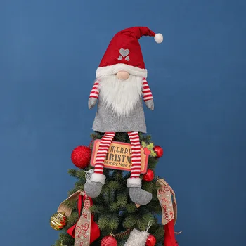 

Santa Claus Elf Christmas Tree Topper Faceless Doll 2021 New Year Favor Party Decorations for Home Merry Christmas Ornaments