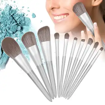 

10pcs/set Cosmetic Brush Eye Shadow Loose Powder Brush Eyebrow Cosmetic Brush Birch Handle Man-Made Fiber Makeup Tool