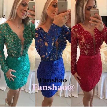 

Stunning Lace Evening Dress Pearls Appliques Formal Party Illusion Prom Gowns Sleeves Saudi Arabric Dubai Vestidos de Fiesta