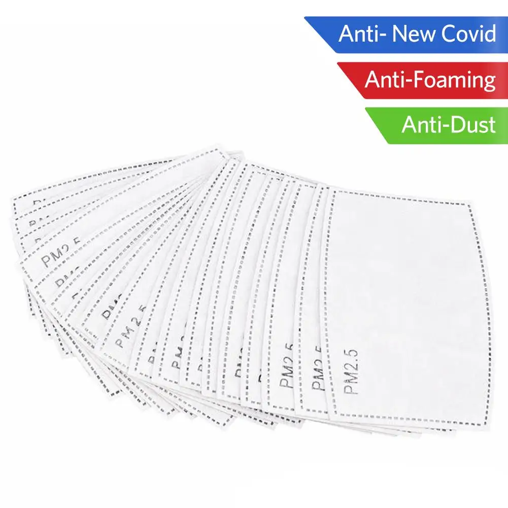 

10pcs PM2.5 Mask Filter Paper 5 Layers Activated Carbon Filter Replacement Anti Dust Mouth Masks Filter with 1 Reusable Mask