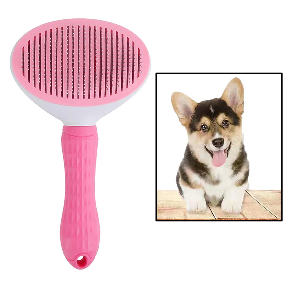 Dog Neat Slicker Grooming Brush Professional Self Cleaning Button Strong Blue
