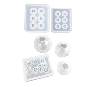 

2Pcs Sphere Ball Silicone Bead Molds with Holes & 4Pcs Transparent Ball Pendant Resin Mold Set