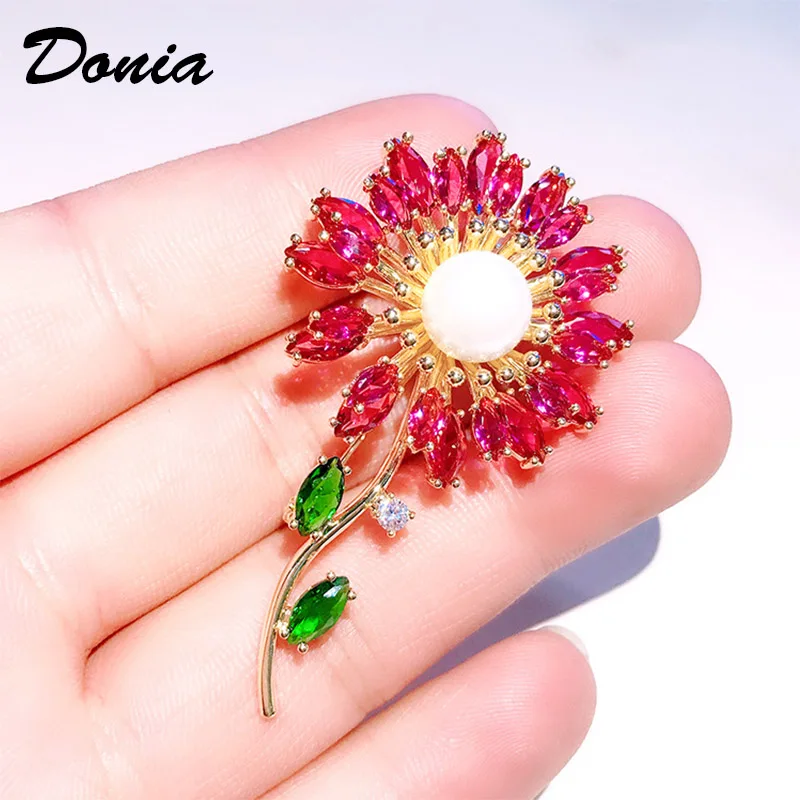 

Donia jewelry Fashion Korea simple temperament sunflower brooch personality micro-inlaid AAA zircon flower pin coat accessories