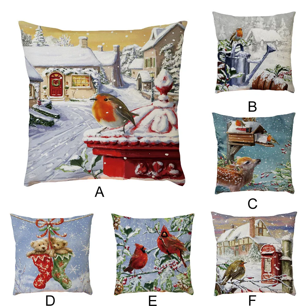 

Christmas Car Pillow Cases Cotton Linen Sofa Printed Cushion Cover Home Decorative Pillow Cover Home Decorative Pillow Case#CH