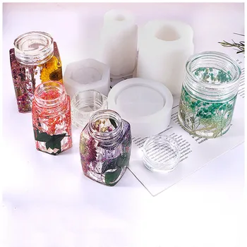 

DIY Crystal Epoxy Resin Mold Bottle Storage Bottle Storage Sealed Jar With Lid Storage Silicone Mold For Jewelry