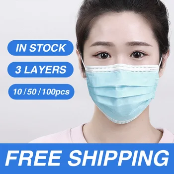 

Non-woven 3 Layers Disposable Face Mask for Germs Haze Dust One-time Saily Use 50pcs