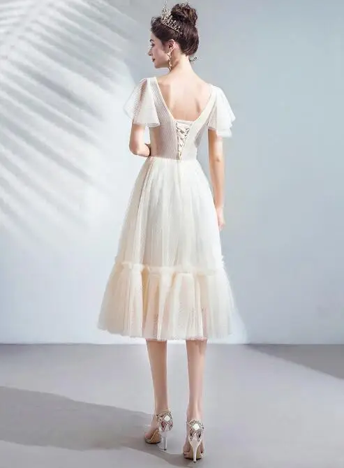 Cream short wedding dresses Clearance