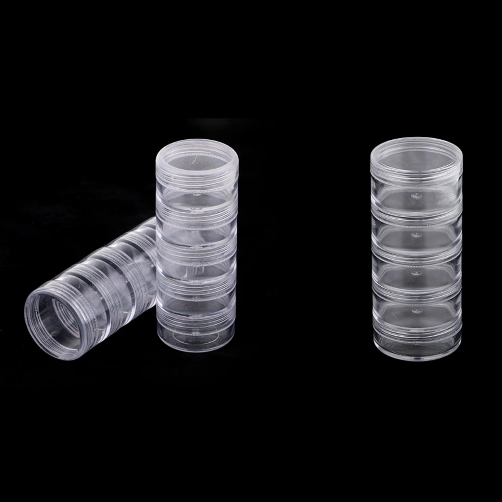 3Sets 5 Stackable Clear Jar Small Item Storage Box Screw Jar Nail Art Containers