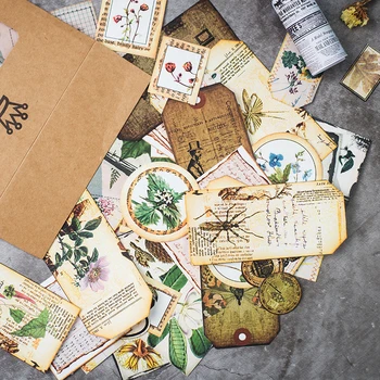 

Vintage plant tag material package stickers DIY scrapbooking junk journal album diary week happy planner decoration sticker