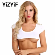 Сексуальные женские бикини топ купальник пуловер чистый цвет бикини топы для женщин супер Обрезанные с коротким рукавом Хлопок тканевая футболка Топы