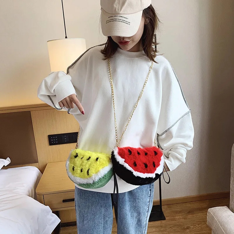 New Cute Strawberry Watermelon Fruits Plush Bag Toys Crossbody Bag Shoulder Bags Key Phone Coin Purse Backpack Dolls Gift  (3)