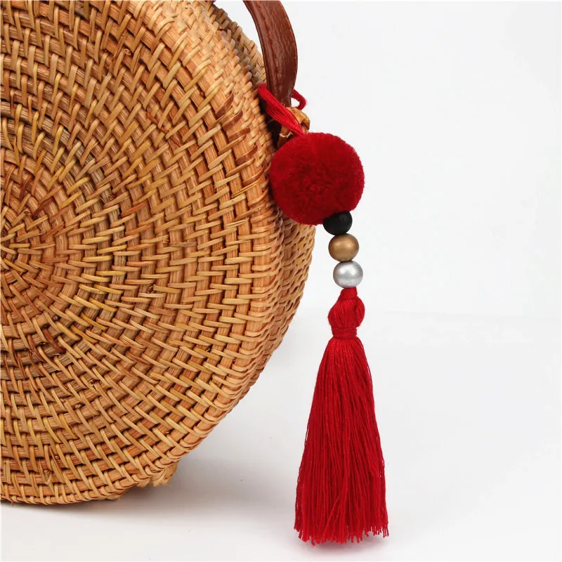 Кисточки кисточкой волос мяч мешок кулон цвет орнамент из бисера подвесной брелок Декорация