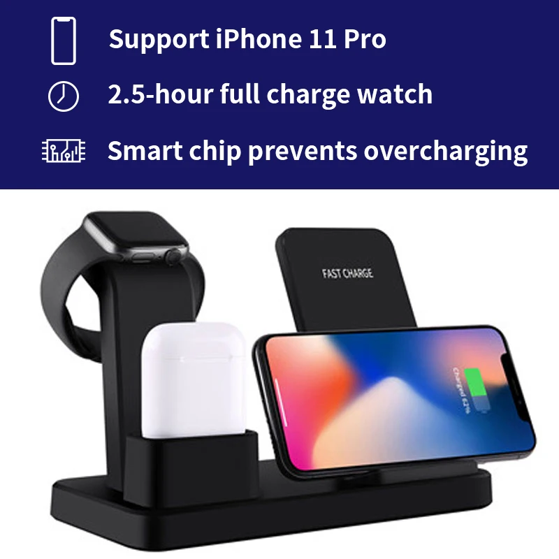 Ceny Dla apple watch charger 3 w 1 ładująca stacja dokująca kołyskowy uchwyt stojak z uchwytem na telefon dla IPhone 11 XR X 8 7 6 bezprzewodowa ładowarka qi Dock