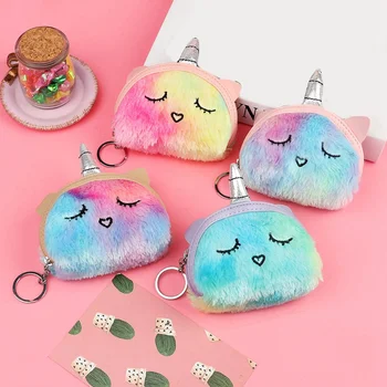 

Cute Unicorn Zipper Coin Purses Holder Bag Women Girl Mini Plush Wallets Pouch