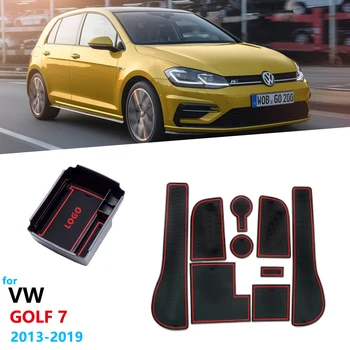 

Car Accessories for Volkswagen VW Golf 7 MK7 2013 ~2019 Anti-Slip Rubber Gate Slot Cup Mat Armrest Box Storage Stowing Tidying