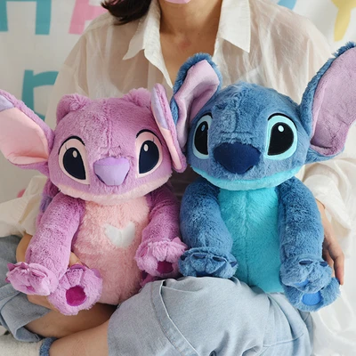 40/55/75cm Stitch Doll Disney Plush Toys Lilo&Stitch Plush Stuffed Doll  Soft Pillow Prone Posture Dark/Light Blue Cute Kids Gift