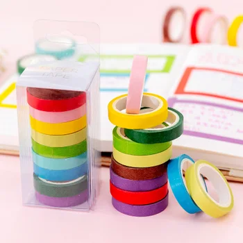 

10 pieces / batch Mohamm cute candy color rainbow cute paper masking tape set Japanese stationery scrapbook supplies
