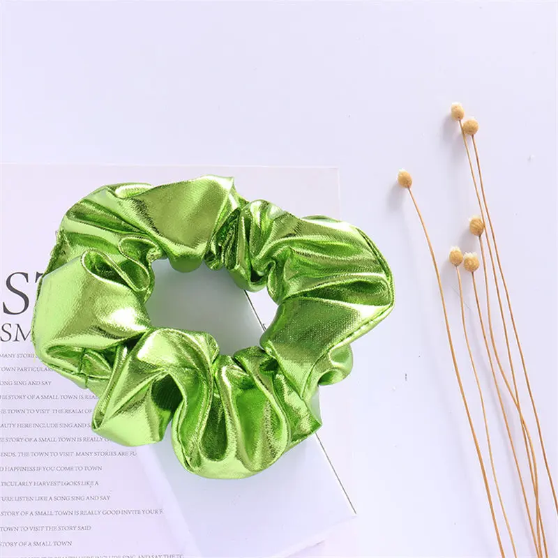 green headbands 1 или 2 шт. женские резинки для волос из искусственной кожи золотого цвета, винтажные резинки для конского хвоста, эластичные резинки для волос для девочек, блестящие резинки для волос, аксессуары для волос - Цвет: green headbands