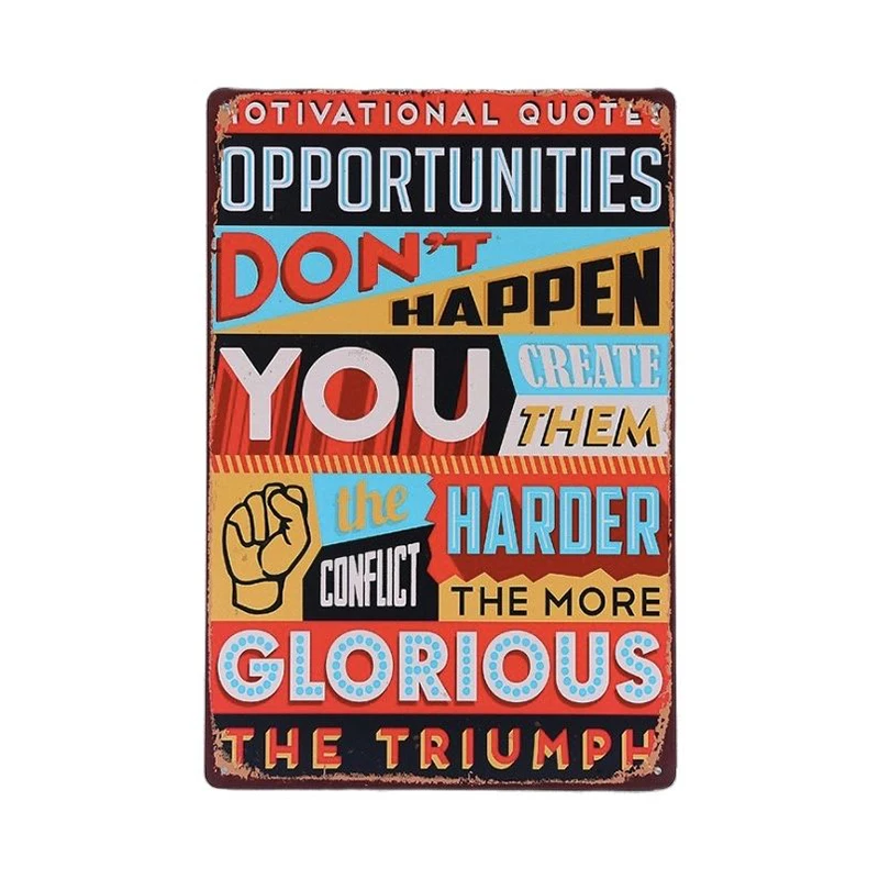 1 шт. мотивирующая жизненная слава Триумф цитаты Оловянная пластина знак
